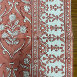Sweet Pink Indian Floral Hand Block Printed Cotton Border Napkins Size 20x20"
