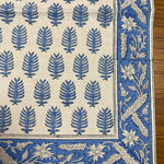 Cerulean Blue Indian Floral Hand Block Printed Size 20x20" Cotton Border Napkins