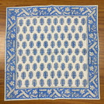 Cerulean Blue Indian Floral Hand Block Printed Size 20x20" Cotton Border Napkins