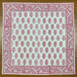 Taffy Pink Indian Floral Hand Block Printed Cotton Border Napkins Size 20x20"