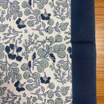 Denim and Baby Blue Indian Floral Hand Block Printed Cotton Cloth Border Napkins Size 20x20"