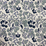 Denim and Baby Blue Indian Floral Hand Block Printed Cotton Cloth Border Napkins Size 20x20"