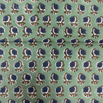 Basil Green, Peacock Blue Size Floral 20x20" Hand Block Print Cotton Cloth Napkins
