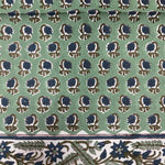 Basil Green, Peacock Blue Size Floral 20x20" Hand Block Print Cotton Cloth Napkins