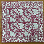 Deep Pruce Indian Floral Hand Block Printed Cotton Cloth Border Napkins Size 20x20"