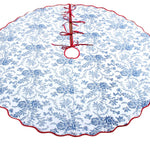 FABRICSG Indian Floral Hand Block Printed Piping Scallops Cotton Cloth Christmas Tree Skirt, Farmhouse Outdoor Home House Christmas Decor Unique, Gift for her, gifts