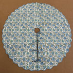 FABRICSG Indian Floral Hand Block Printed Piping Scallops Cotton Cloth Christmas Tree Skirt, Farmhouse Outdoor Home House Christmas Decor Unique, Gift for her, gifts