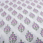 Rudy Blue, Pink and Green Hand-Block Printed Cotton Cloth