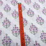 Rudy Blue, Pink and Green Hand-Block Printed Cotton Cloth