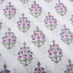 Rudy Blue, Pink and Green Hand-Block Printed Cotton Cloth