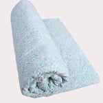 Turquoise Blue Jal Hand-Block Printed Cotton Cloth