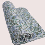 Columbia Blue Hand-Block Printed Cotton Cloth