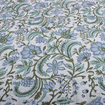 Columbia Blue Hand-Block Printed Cotton Cloth