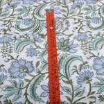Columbia Blue Hand-Block Printed Cotton Cloth