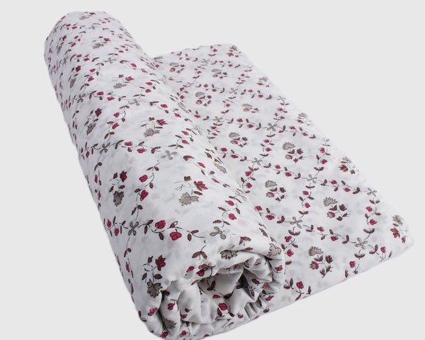 Raspberry Red Hand-Block Printed Cotton Cloth