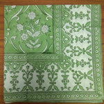 Pear Green Indian Floral Hand Block Printed Cotton Cloth Napkins Size 20x20"
