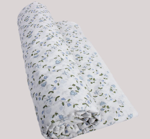 Powder and Pigeon Blue Hand-Block Printed Cotton Cloth