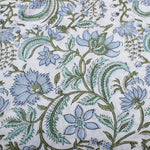 Columbia Blue Hand-Block Printed Cotton Cloth