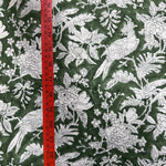 Rifle Green and White Hand-Block Printed Cotton Cloth