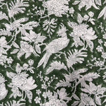 Rifle Green and White Hand-Block Printed Cotton Cloth