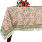 Salmon Pink Leaf Print Tablecloth