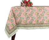Salmon Pink Leaf Print Tablecloth