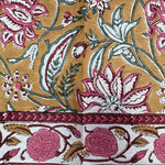 Biscotti Yellow Indian Floral Size 20x20" Hand Block Printed Cotton Cloth Napkins
