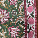 Hunter Green Indian Floral Hand Block Printed Cotton Napkins Size 20x20"