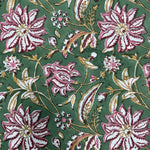 Viridian Green Hand-Block Printed Cotton Cloth