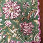 Viridian Green Scallop Embroidery Napkins