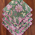 Viridian Green Scallop Embroidery Napkins