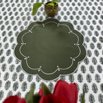 Green Cloth Embroidery Placemat