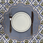 Blue Double Edges Embroidery Placemat