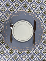 Blue Double Edges Embroidery Placemat
