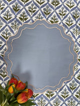 Blue Double Edges Embroidery Placemat