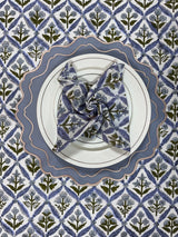 Blue Double Edges Embroidery Placemat