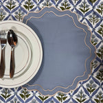 Blue Double Edges Embroidery Placemat