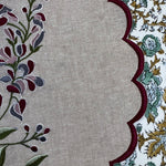 Natural Color Fabric Floral Embroidery and Scallops Placemat