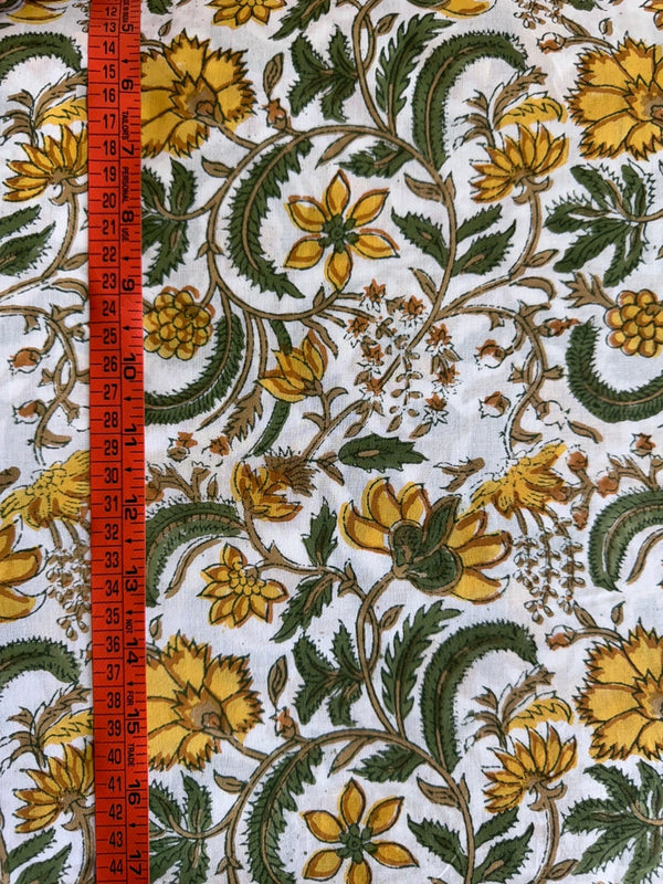 Five Call Golden Hand-Block Printed Cotton Cloth