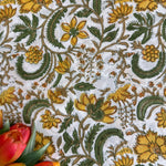 Five Call Golden Hand-Block Printed Cotton Cloth