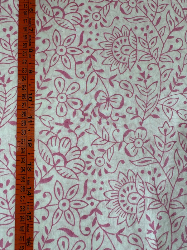 Rose Pink Hand-Block Printed Cotton Cloth