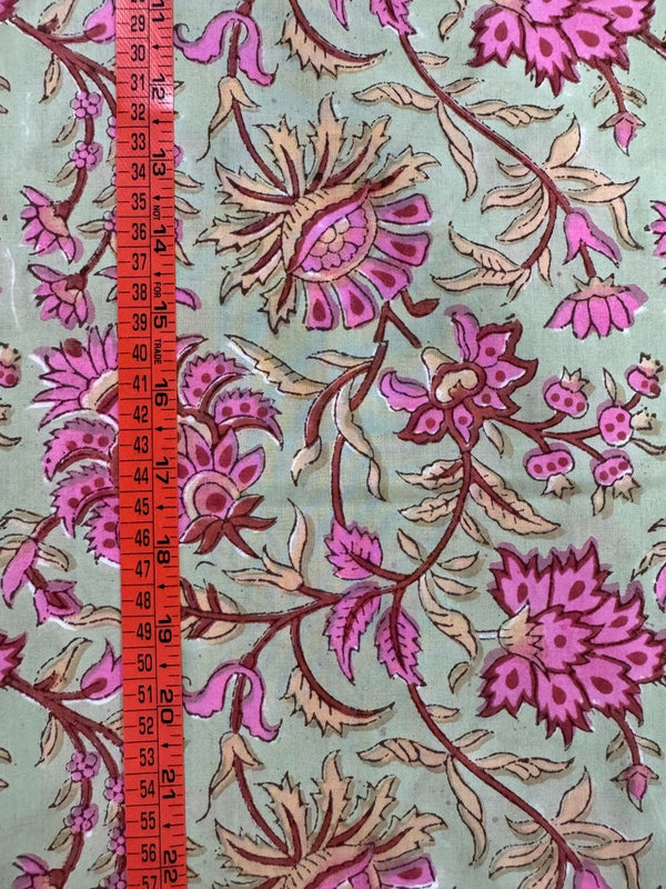 Pistachio Green Hand-Block Printed Cotton Cloth