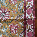 Biscotti Yellow Indian Floral Size 20x20" Hand Block Printed Cotton Cloth Napkins