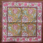 Biscotti Yellow Indian Floral Size 20x20" Hand Block Printed Cotton Cloth Napkins