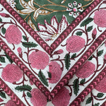 Hunter Green Indian Floral Hand Block Printed Cotton Napkins Size 20x20"