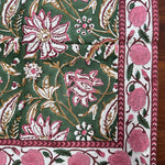 Hunter Green Indian Floral Hand Block Printed Cotton Napkins Size 20x20"