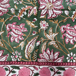 Hunter Green Indian Floral Hand Block Printed Cotton Napkins Size 20x20"