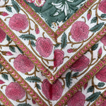 Viridian Green Indian Floral Hand Block Printed Size 20x20" Cotton Cloth Napkins