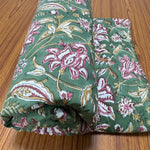 Viridian Green Hand-Block Printed Cotton Cloth