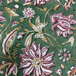 Viridian Green Hand-Block Printed Cotton Cloth